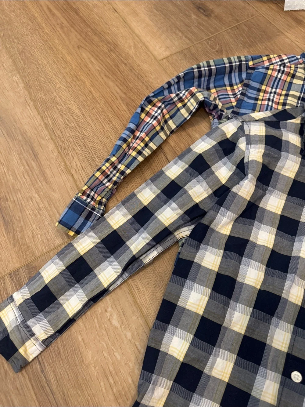 Janie and Jack Navy, Yellow & White Plaid Button-Down Shirt Lot of 2 size 6 & 7